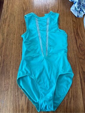 balera Turquoise One-Piece Leotard with Mesh Inset
